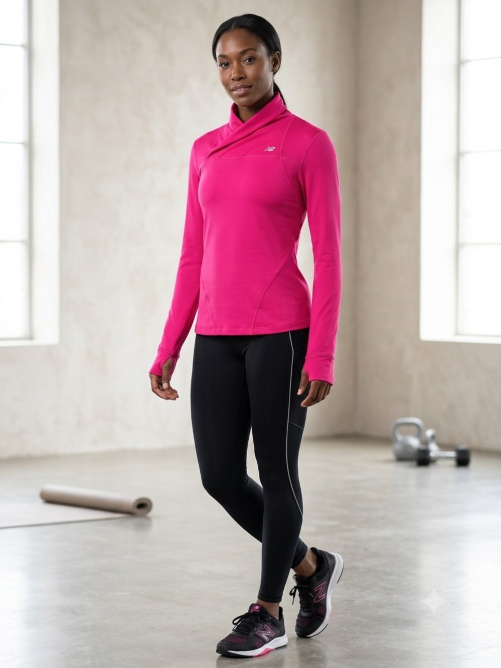 New Balance Bright Pink Crossneck Performance Top, Women’s Size Medium, Running
